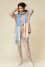 Check scarf with fringe - Multi Blue
