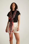 Floral print scarf with tassel