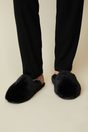 Faux fur slippers - Black