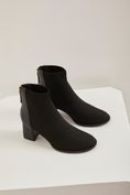 Block heel bootie with back zipper