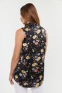 Sleeveless floral print shirt - Multi Black