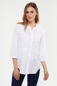 Semi-fitted embroidered voile blouse