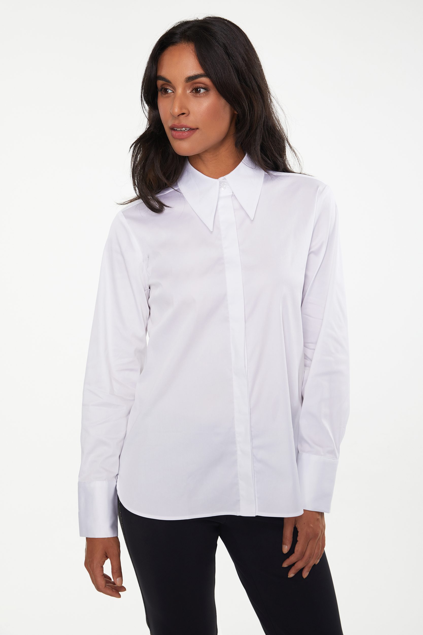 high collar white shirt womens