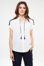 Fluid blouse with contrast ribbon - Off-white