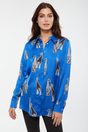 Printed shirt with side slits - Multi Blue