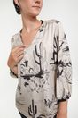 Printed blouse with puffy sleeves - Multi Beige