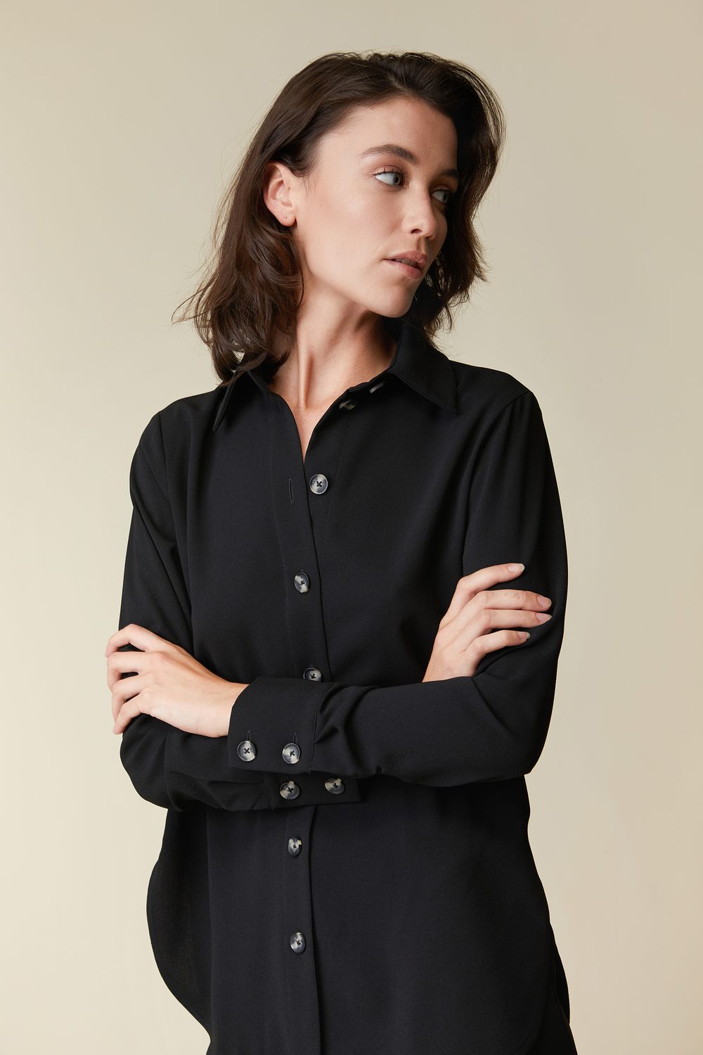Long Shirt With Rounded Hem