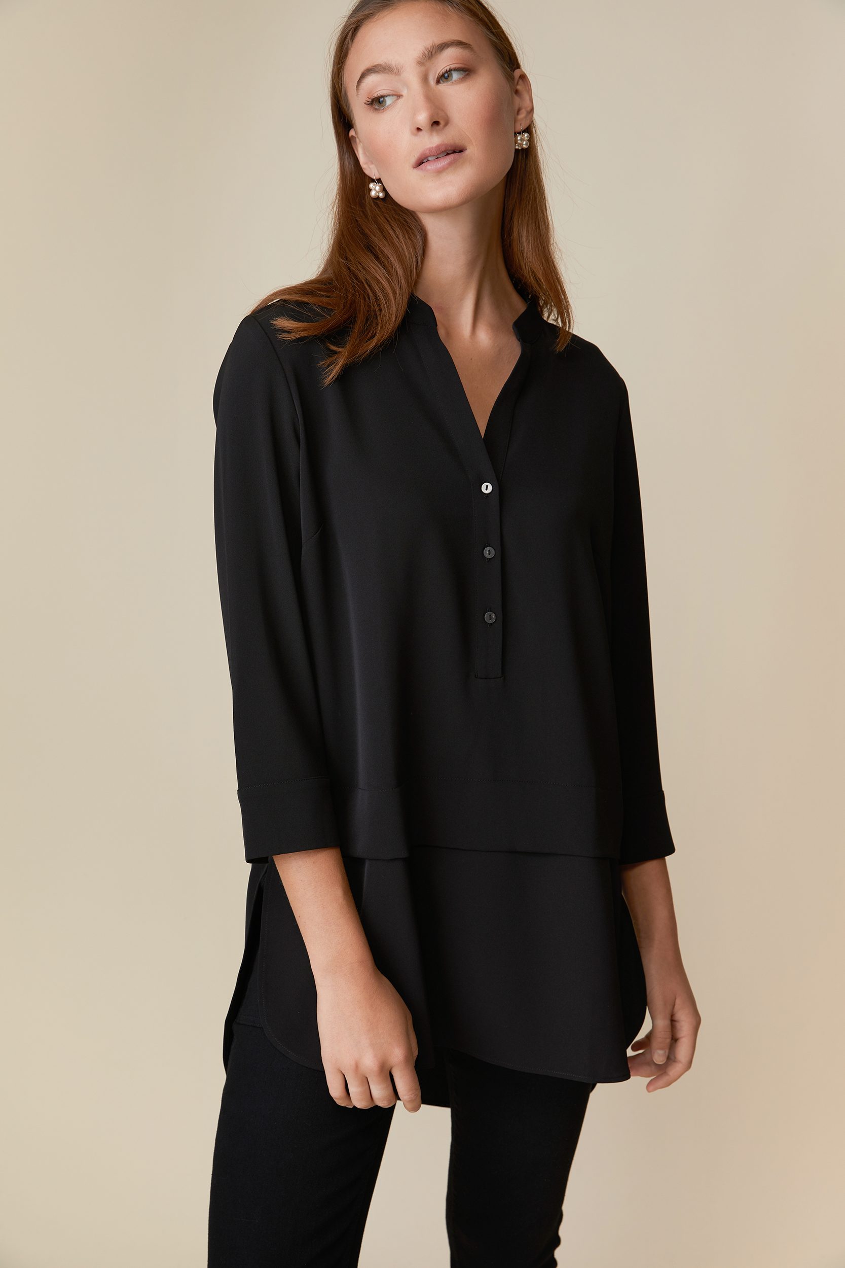 Long Blouse With Tab At Sleeve