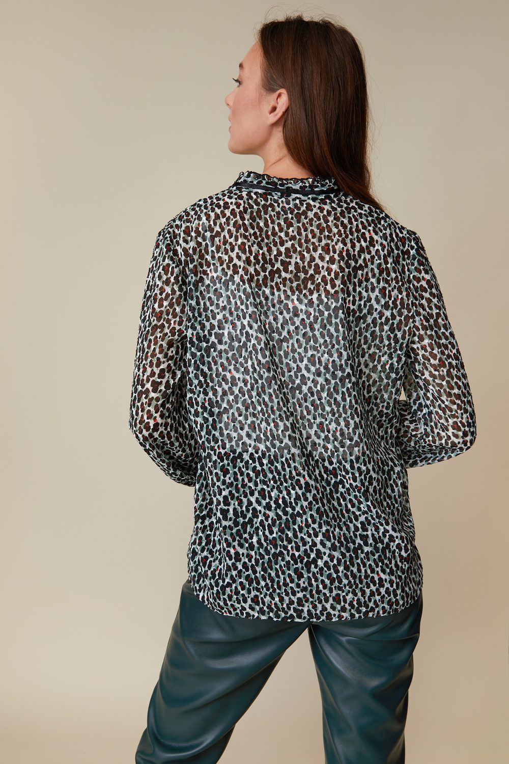 Leopard Print Blouse With Puffy Sleeves