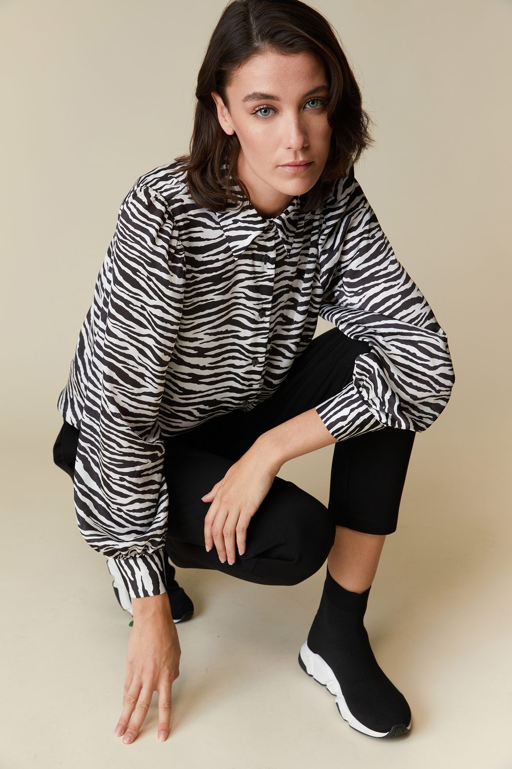 Zebra Print Blouse With Puffy