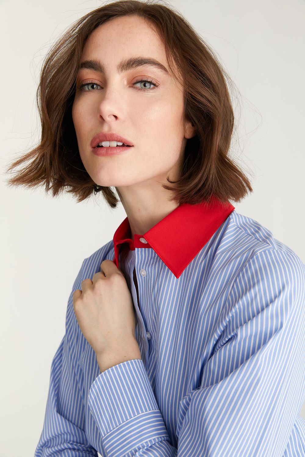 Striped Shirt With Contrast Collar