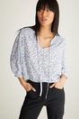Printed puffy sleeve blouse - Multi White