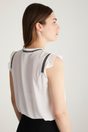 Jersey back top with frill & rib detail - Off-white;Black;Light Pink