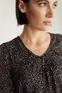 V neck polka dots blouse with puffy sleeves - Multi Black