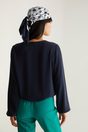 Tied front blouse with puffy sleeve - Light blue;Navy;Light Pink