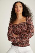 Floral printed blouse with ruched body