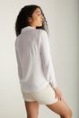 Regular fluid shirt with lace - White;Navy