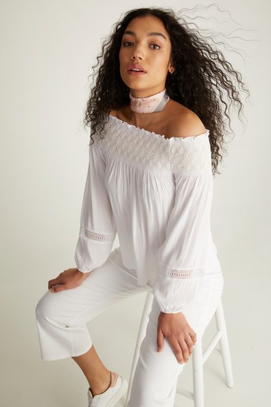 Off shoulder top with ruching