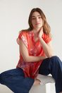Floral print oversized blouse - Multi Orange