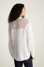 Linen blouse with lace yoke - White;Bright Pink