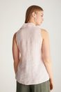 Linen sleeveless blouse - Coral;Light Pink;Medium Khaki
