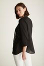 Semi-fitted embroidered voile blouse - Black;Salmon