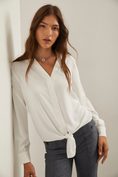 Tied front shirt with puffy sleeves