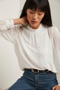 Fluid blouse with mock neck