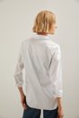 Dropped shoulder shirt with front zipper - White