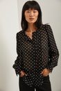 Polka dots blouse with puffy sleeves - Multi White;Multi Black