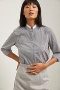 Semi-fitted striped shirt with mao collar