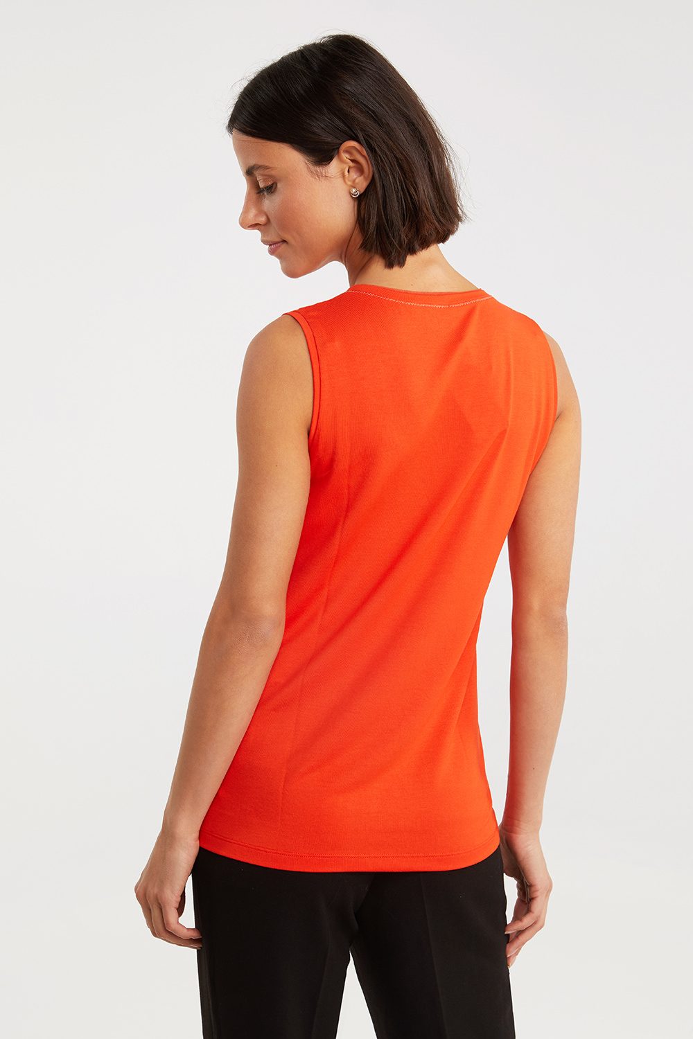 V Neck Top With Mesh Detail