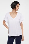 V neck loose top with frill