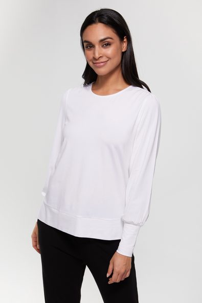 Jersey top with puffy sleeves