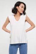 T-shirt with embellished cap sleeve
