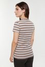 Striped mock neck t-shirt with front zipper - Multi Brown;Multi Grey