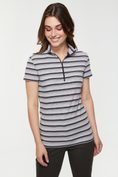 Striped mock neck t-shirt with front zipper