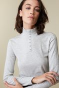 Mock neck top with buttons