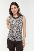 Sleeveless leopard mesh top