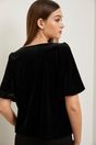 Velvet top with puffy sleeve - Bright Blue;Black