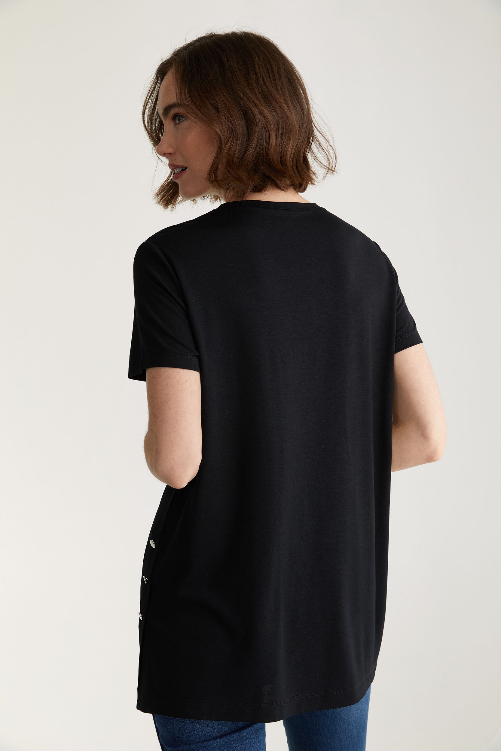 T-shirt With Buttons At Side