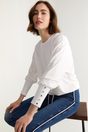 Dolman sleeve top with buttons - White;Black