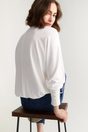 Dolman sleeve top with buttons - White;Black