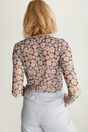 Floral print micro mesh t-shirt - Multi Black