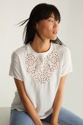 T-shirt with woven front & embroidery
