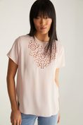 T-shirt with woven front & embroidery