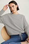 Striped top with drawstring