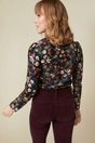 Floral print top with puffy sleeves - Multi Black