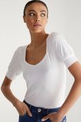 Sweetheart neckline t-shirt with puffy sleeve