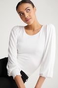 Puffy sleeve top with ruched body